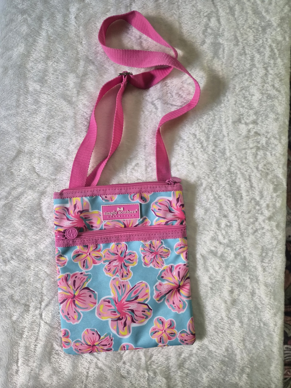Simply Southern Floral Crossbody Bag Pink Blue Preppy Mini Purse